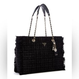 guess black tote bag cessily velvet
